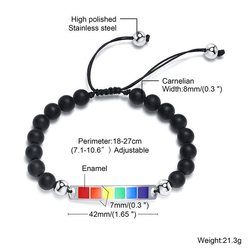 Rainbow Beaded Agate Rainbow Bracelet
