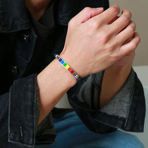 Rainbow Beaded Agate Rainbow Bracelet