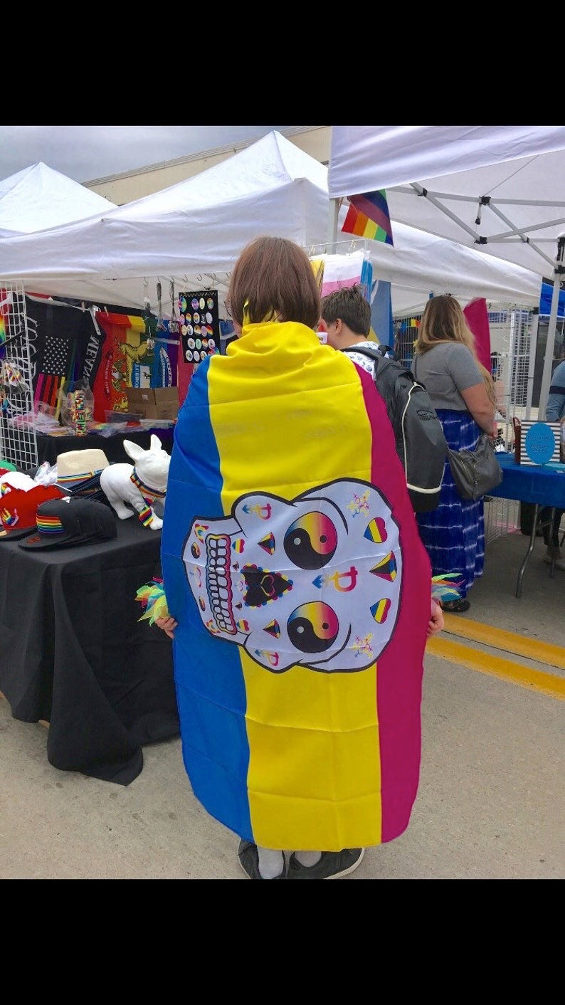 Pan-sexual Sugar Skull Flag - 3x5ft Flag