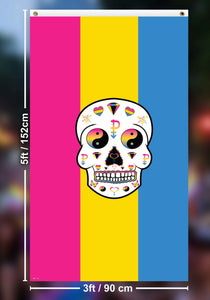 Pan-sexual Sugar Skull Flag - 3x5ft Flag