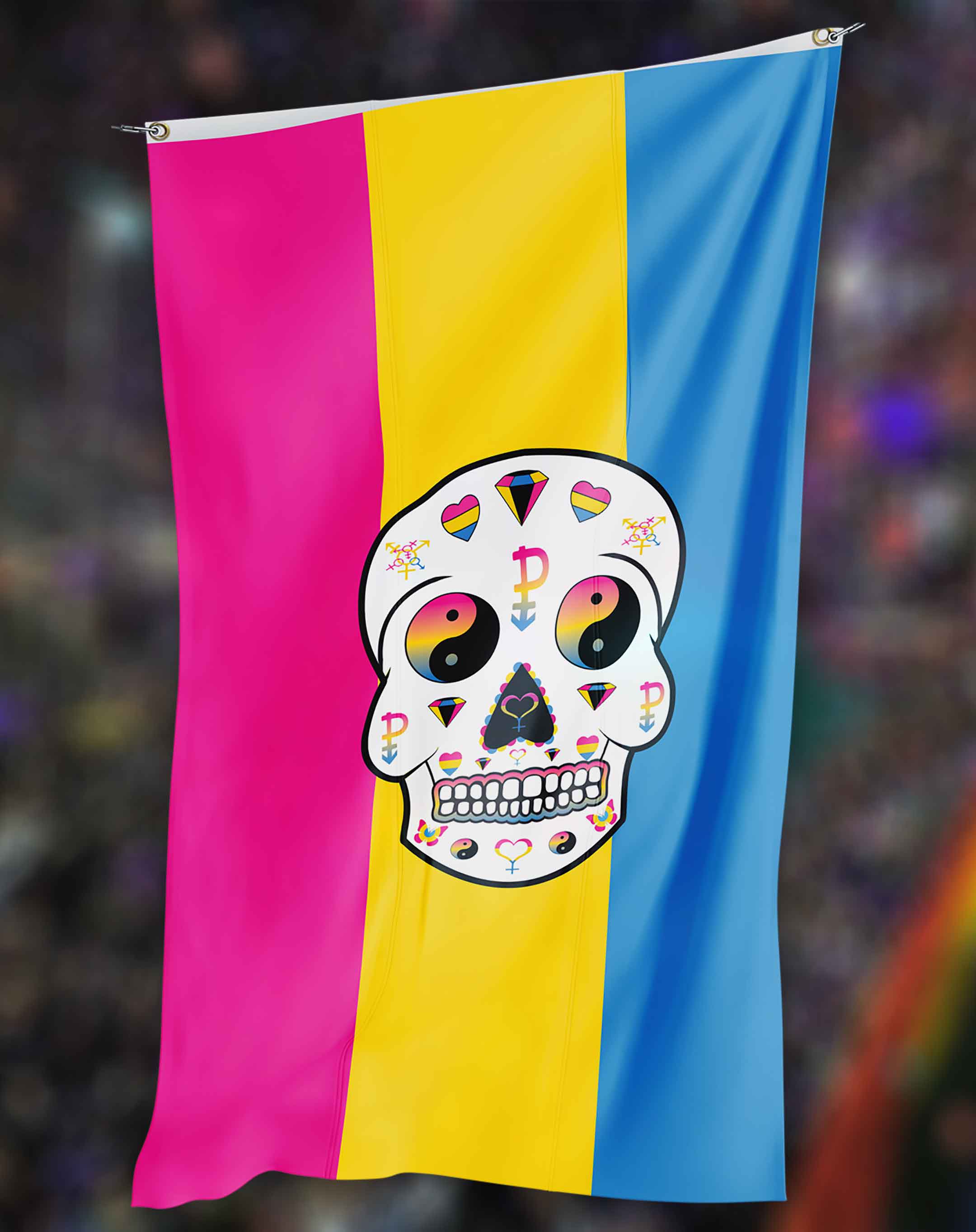Pan-sexual Sugar Skull Flag - 3x5ft Flag